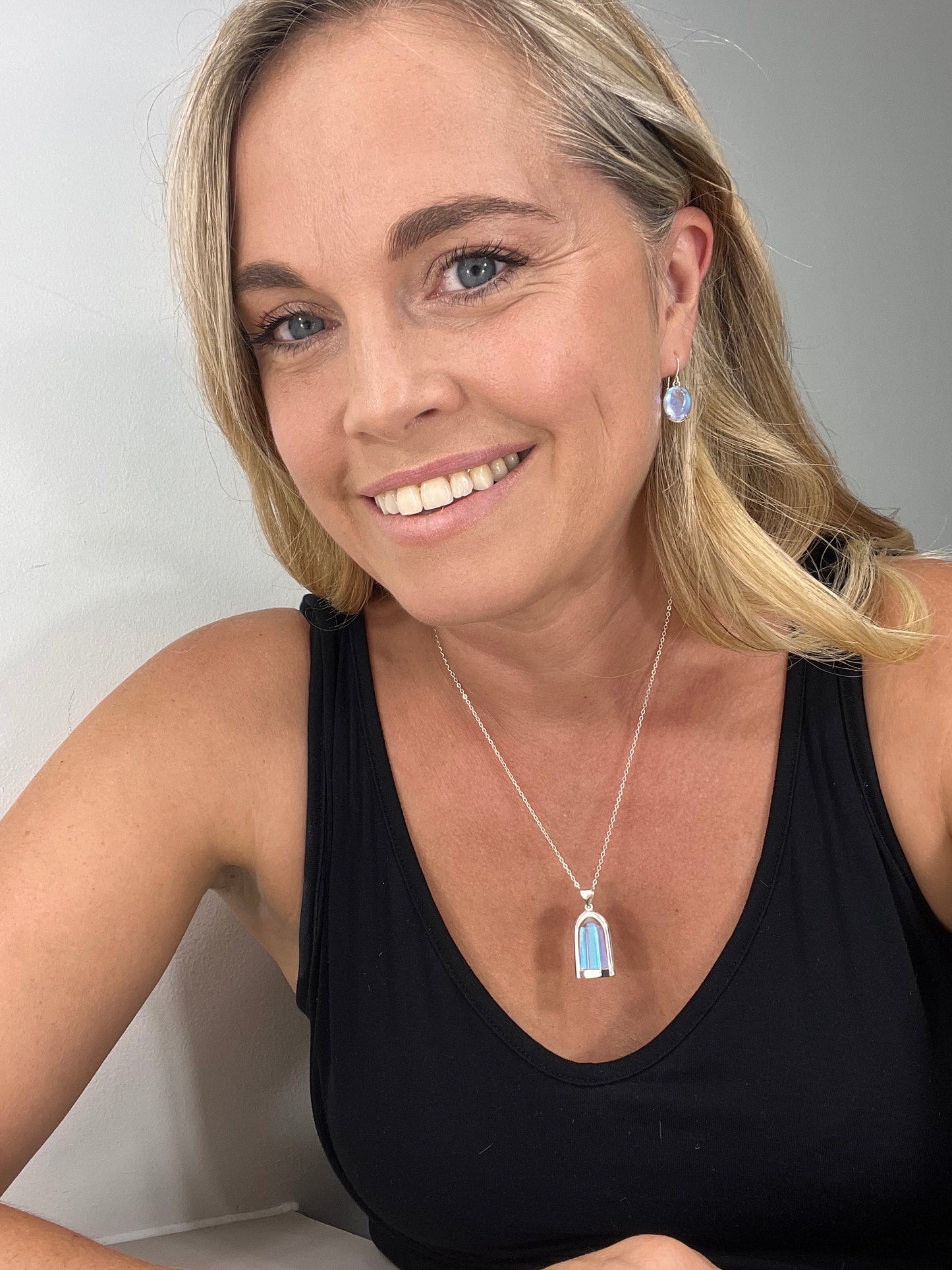 Rainbow Moonstone Sterling Silver Pendant Necklace