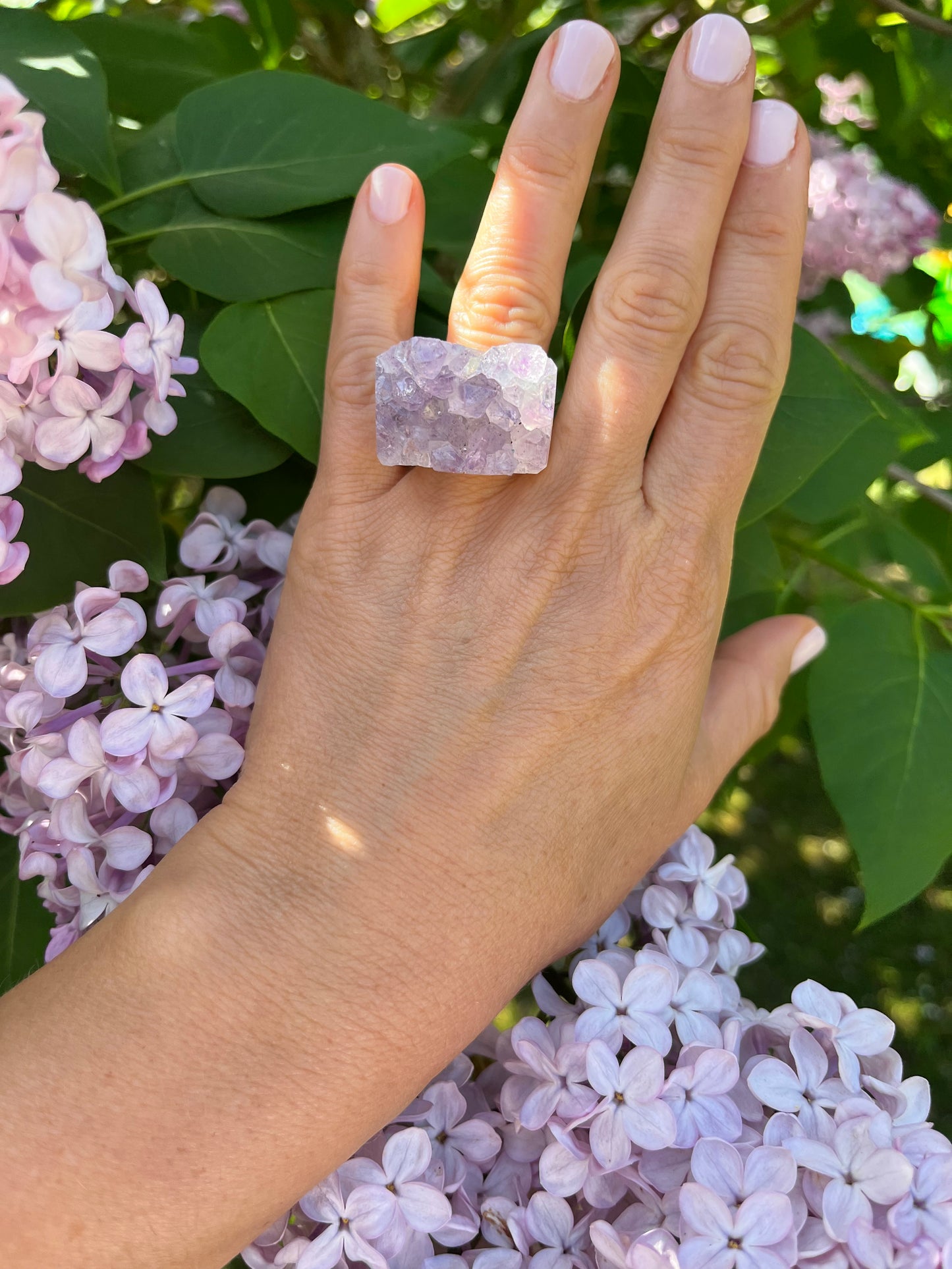 “The Druzy Embrace” Natural Amethyst Statement Ring