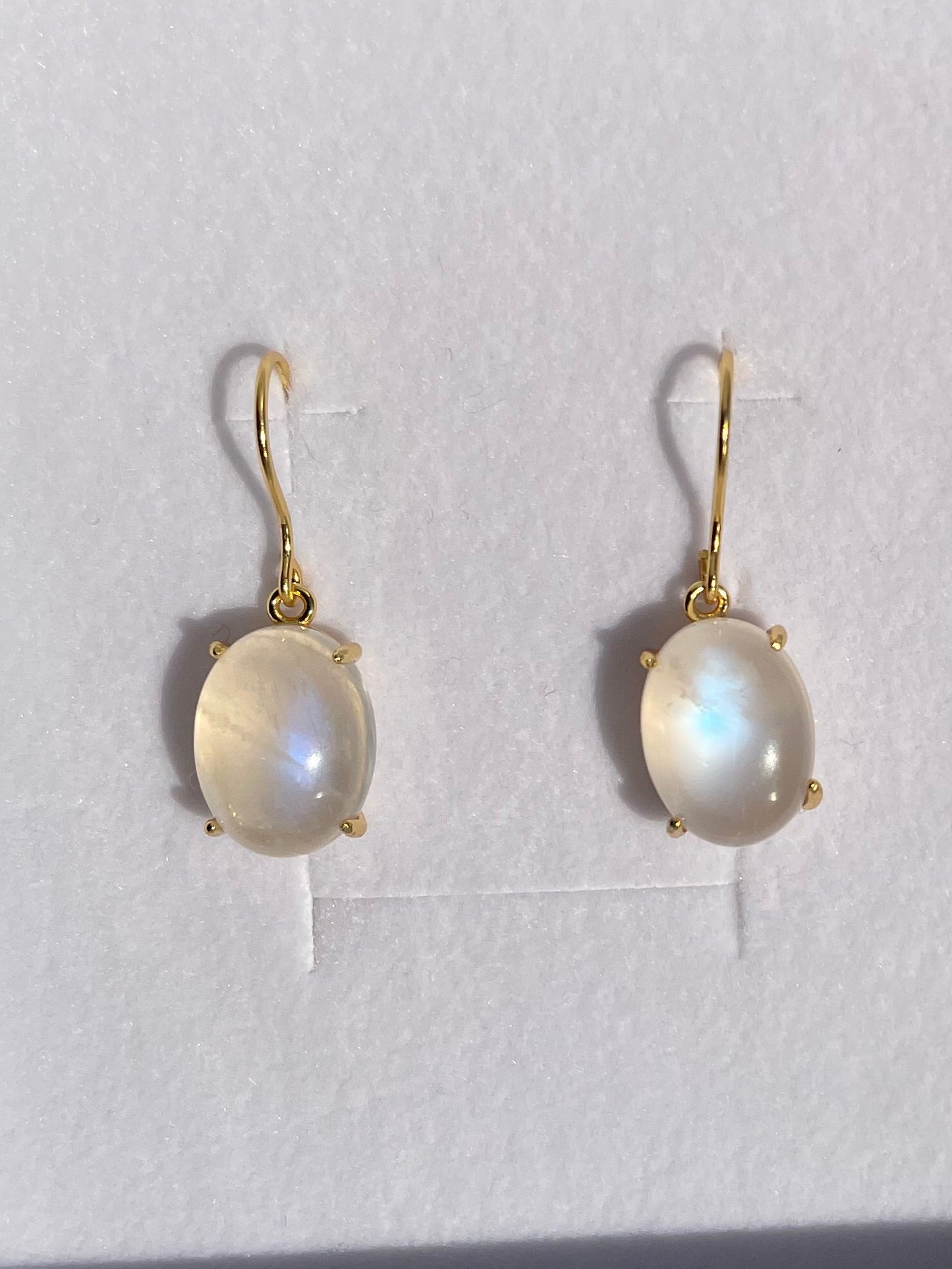 Rainbow Moonstone Pendant Earrings – Milky Glow Edition |18k Gold Plated Sterling Silver