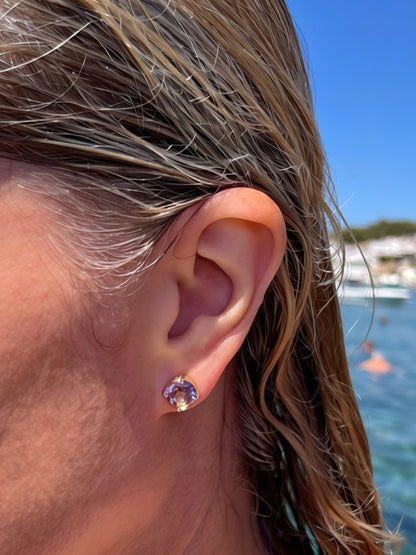 Amethyst Oversized Studs 18k Gold Plated