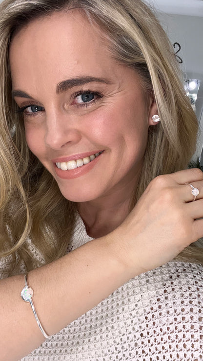 Rose Quartz Studs Earrings Sterling Silver