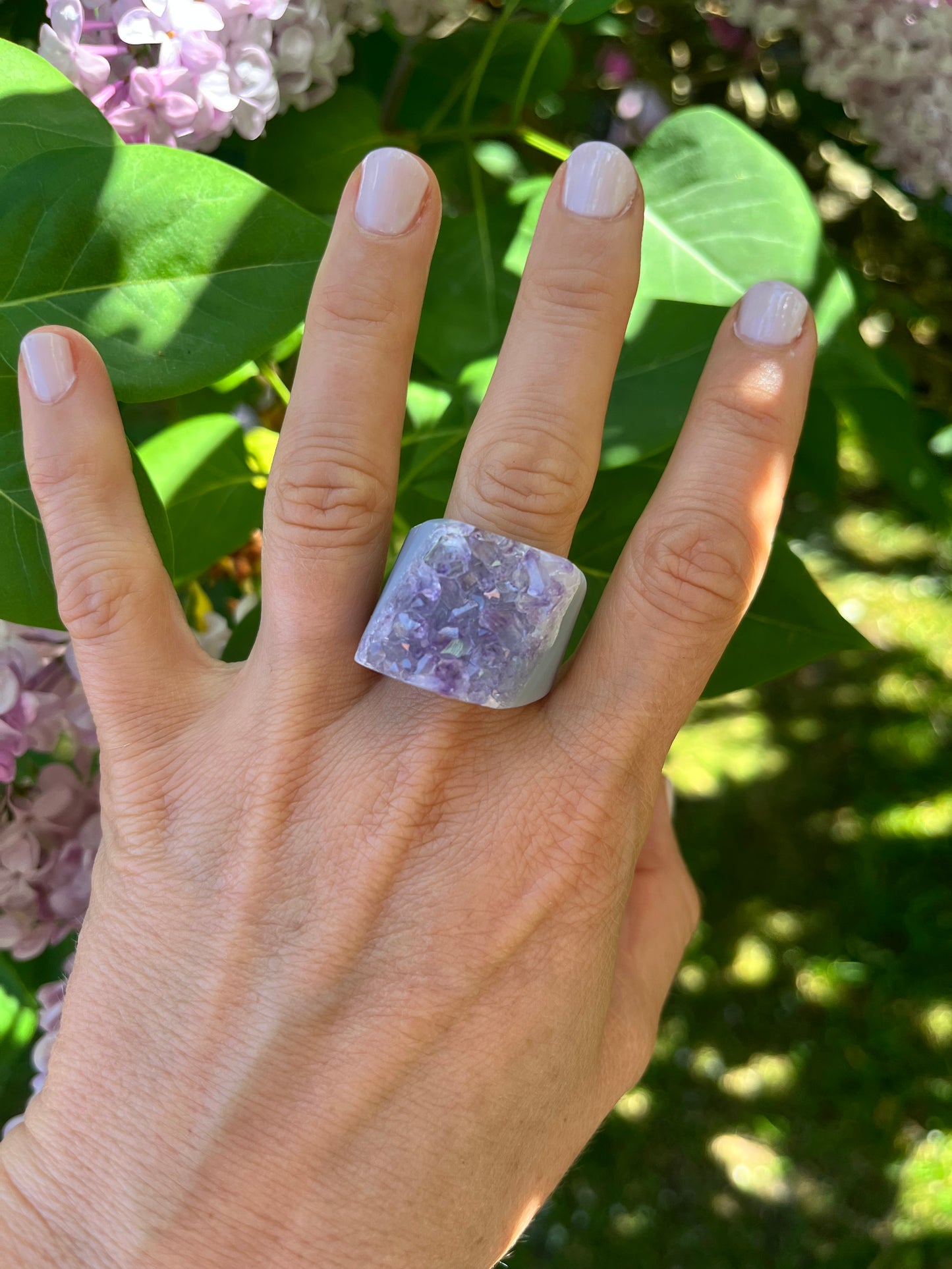 “The Druzy Embrace” Natural Amethyst Statement Ring