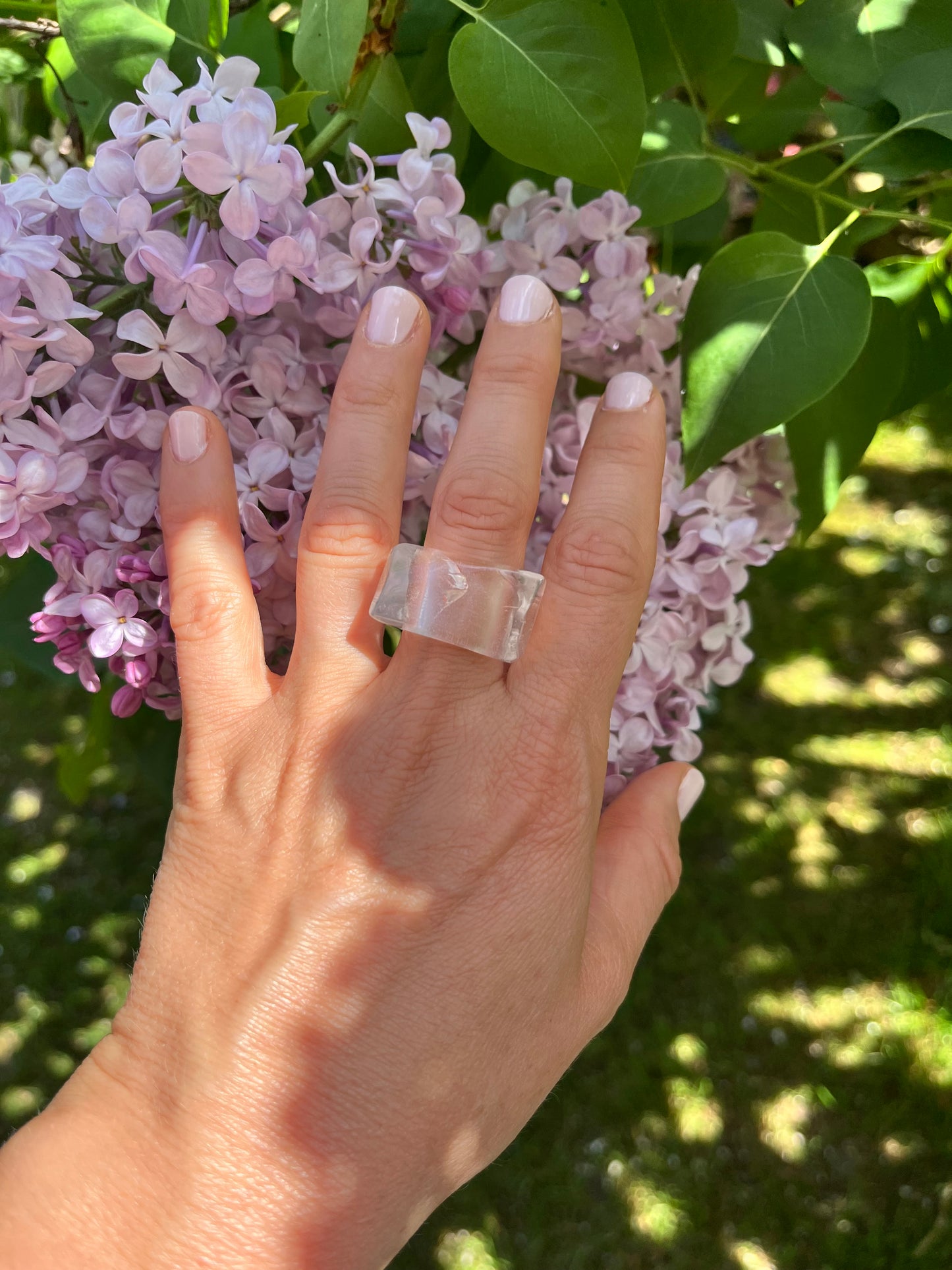 “The Crystal Embrace” Smooth Crystal Quartz Statement Ring