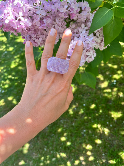“The Druzy Embrace” Natural Amethyst Statement Ring