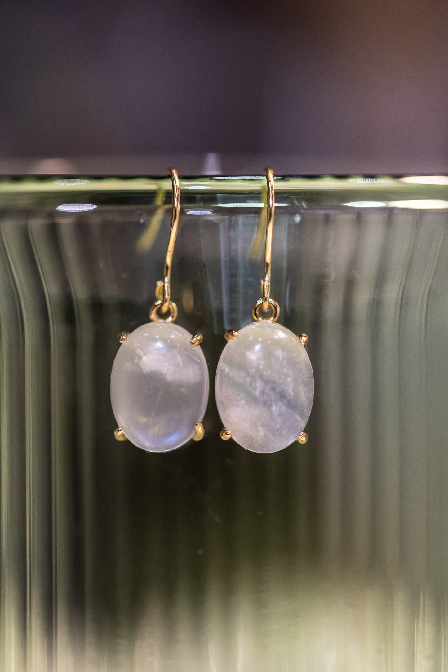 Rainbow Moonstone Pendant Earrings – Milky Glow Edition |18k Gold Plated Sterling Silver