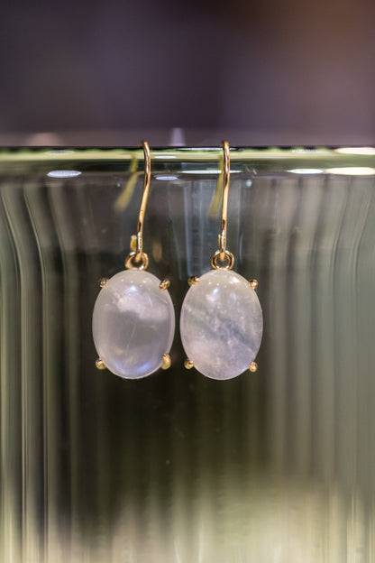 Rainbow Moonstone Pendant Earrings – Milky Glow Edition |18k Gold Plated Sterling Silver