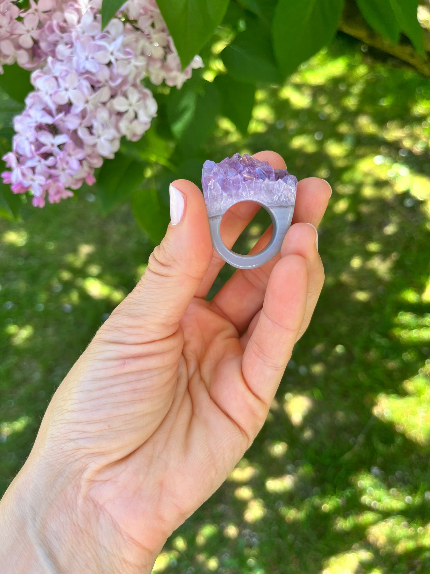 “The Druzy Embrace” Natural Amethyst Statement Ring