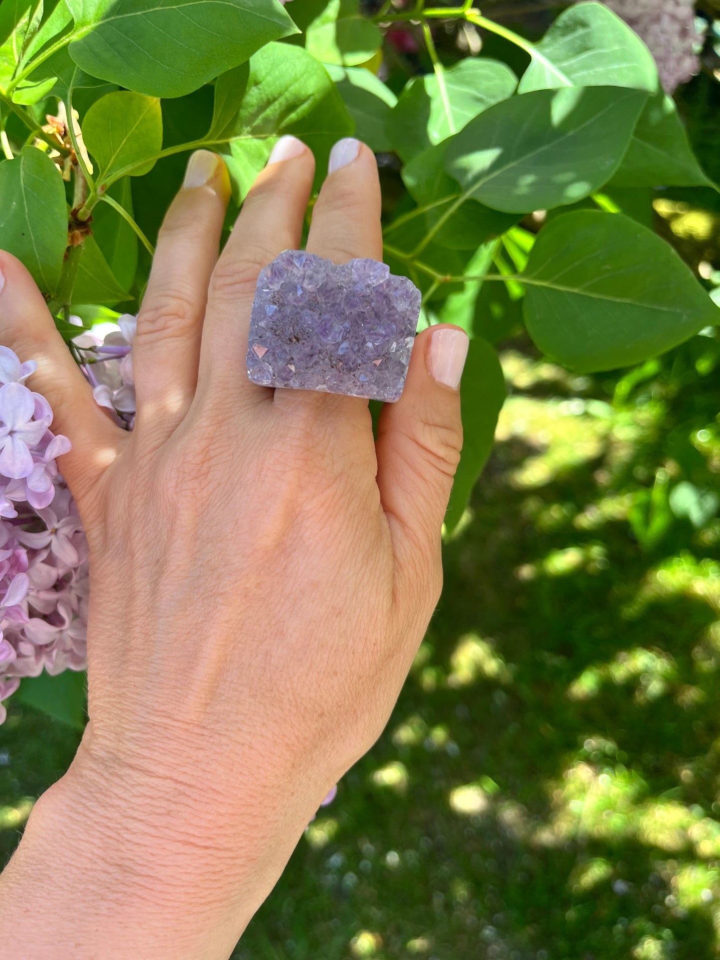 “The Druzy Embrace” Natural Amethyst Statement Ring