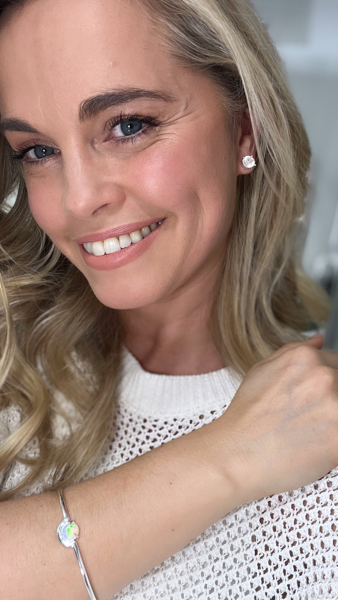 Rose Quartz Studs Earrings Sterling Silver