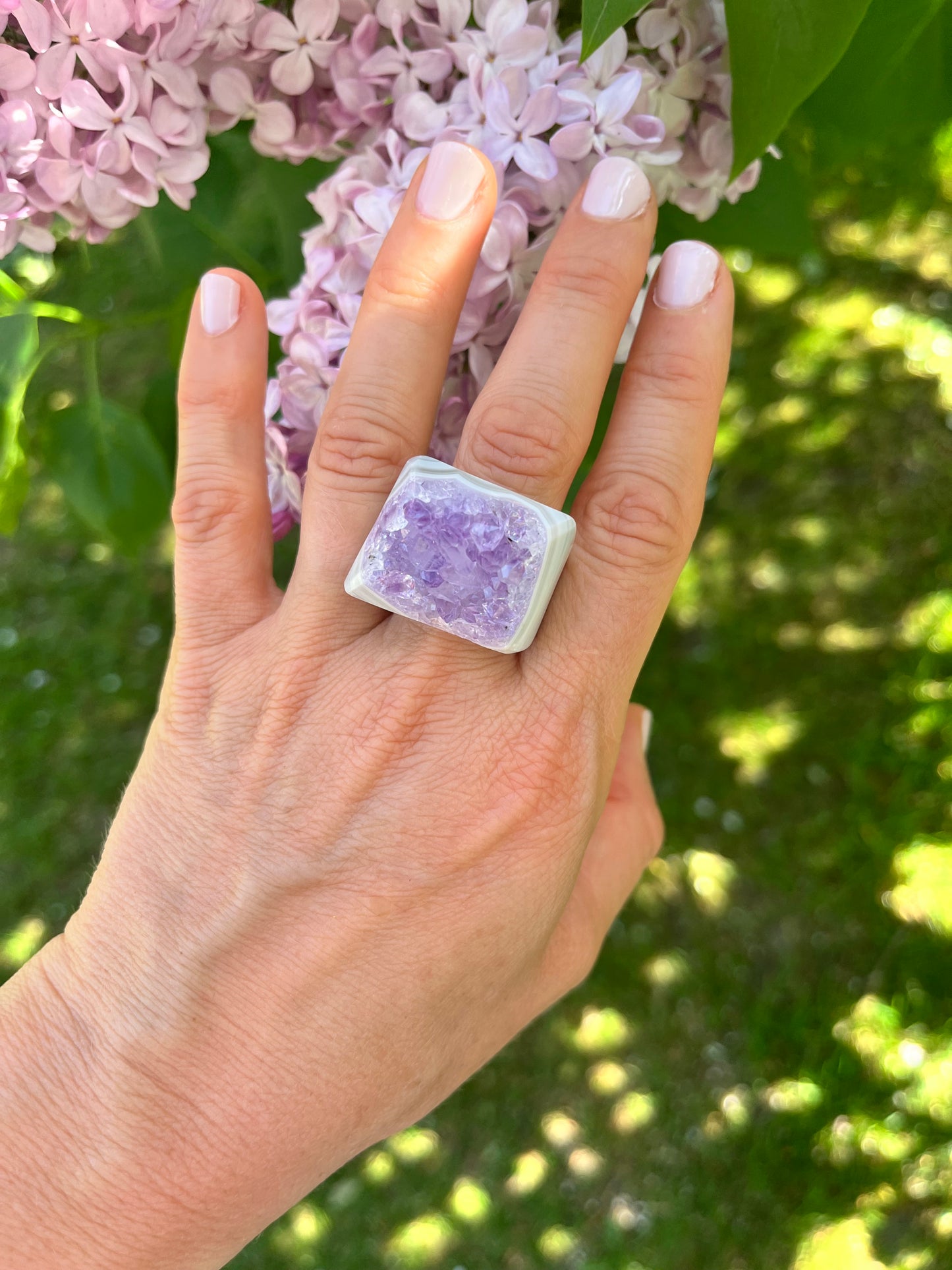 “The Druzy Embrace” Natural Amethyst Statement Ring