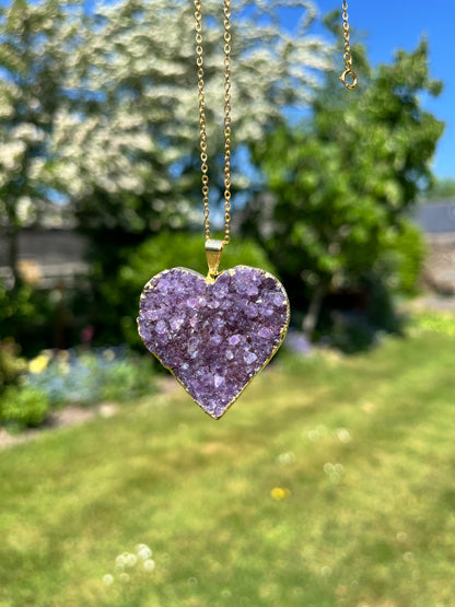 “The Amethyst Heart” Natural Druzy Pendant (chain not included)