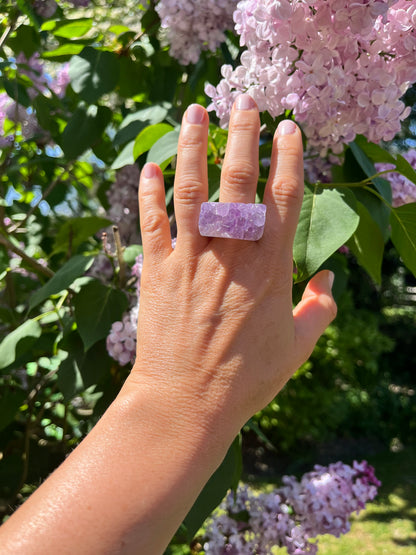 “The Druzy Embrace” Natural Amethyst Statement Ring