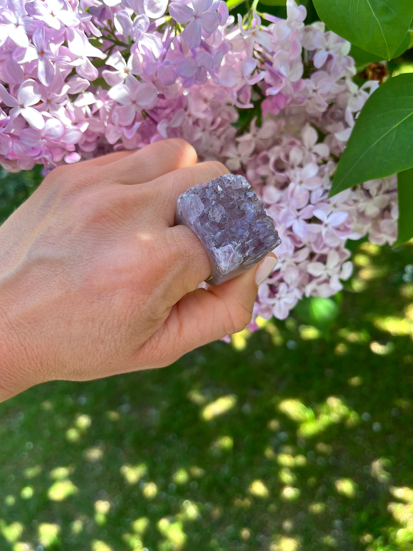 “The Druzy Embrace” Natural Amethyst Statement Ring