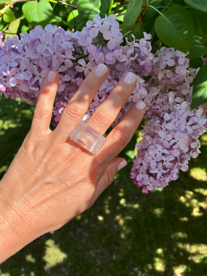 “The Crystal Embrace” Smooth Crystal Quartz Statement Ring