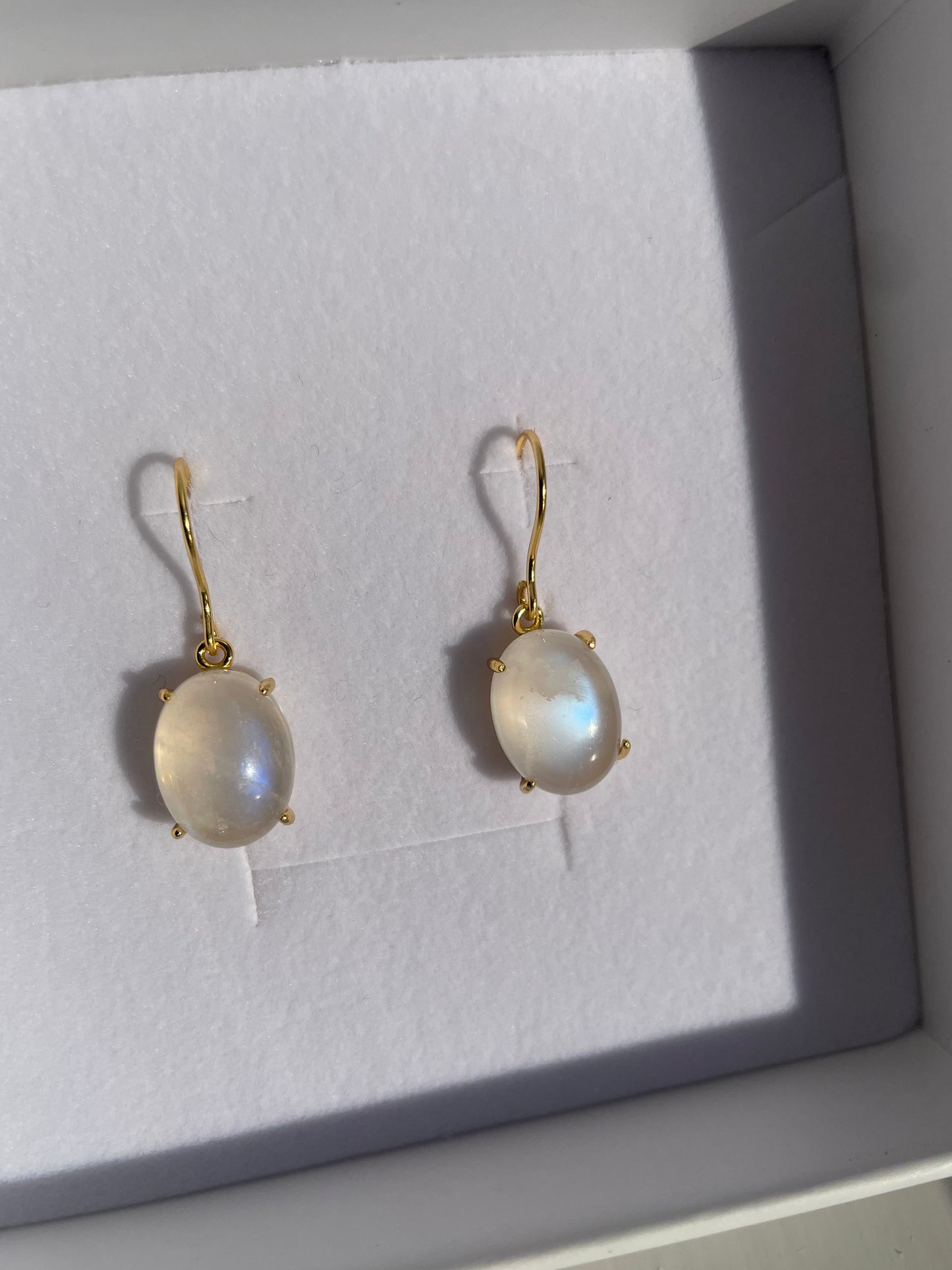 Rainbow Moonstone Pendant Earrings – Milky Glow Edition |18k Gold Plated Sterling Silver