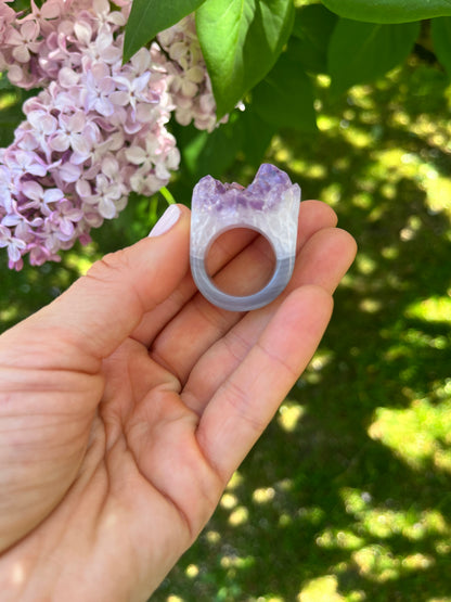 “The Druzy Embrace” Natural Amethyst Statement Ring