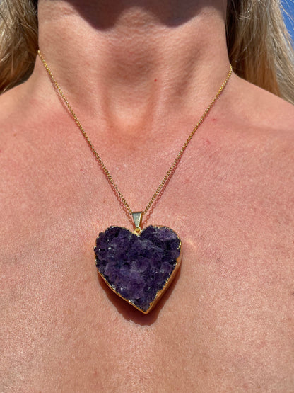 “The Amethyst Heart” Natural Druzy Pendant (chain not included)