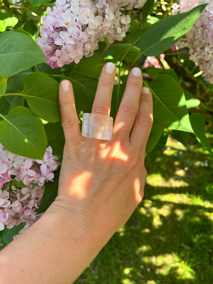 “The Crystal Embrace” Smooth Crystal Quartz Statement Ring