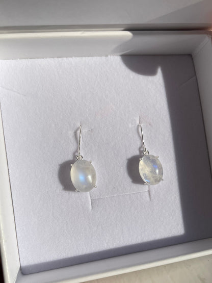 Rainbow Moonstone Pendant Earrings – Milky Glow Edition | Sterling Silver