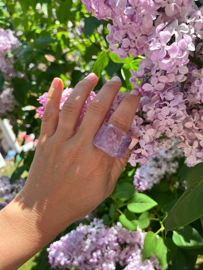 “The Violet Embrace” Smooth Amethyst Statement Ring