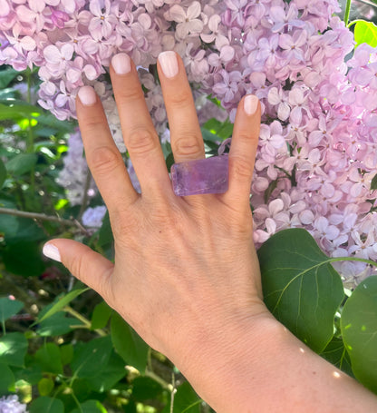 “The Violet Embrace” Smooth Amethyst Statement Ring