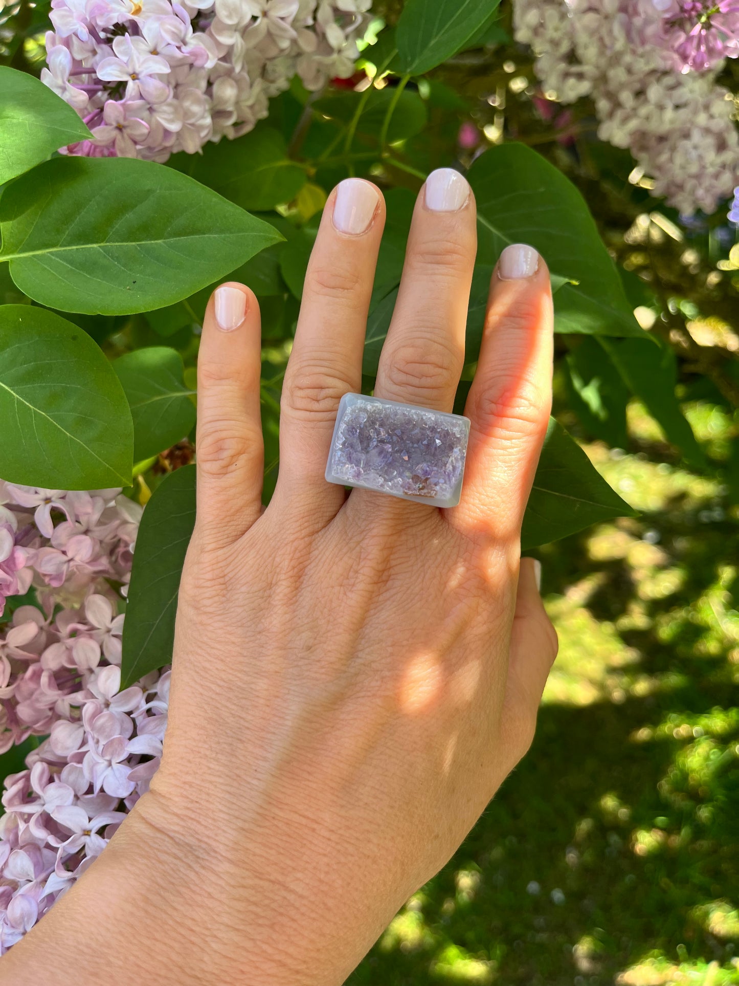 “The Druzy Embrace” Natural Amethyst Statement Ring