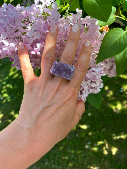 “The Druzy Embrace” Natural Amethyst Statement Ring