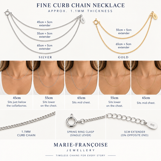 Fine Curb Chain Necklace - Sterling Silver & 18k Gold Plated