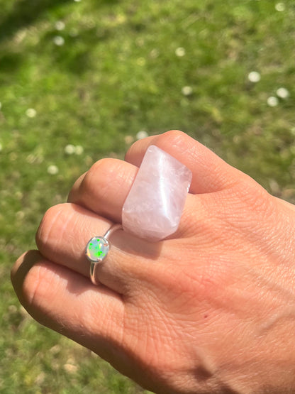 “The Rose Embrace” Smooth Rose Quartz Statement Ring