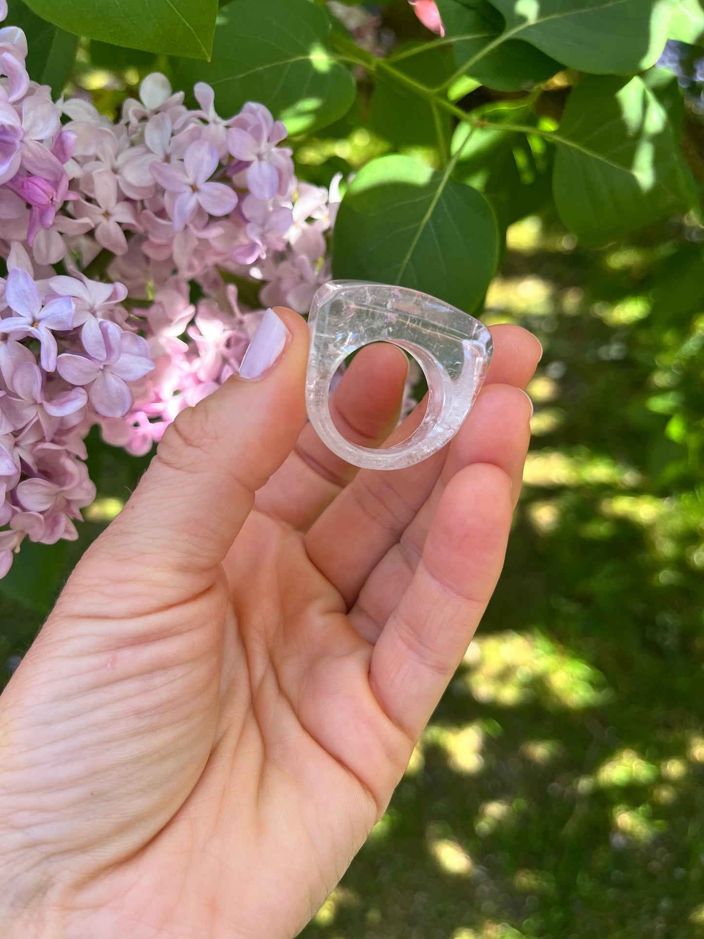“The Crystal Embrace” Smooth Crystal Quartz Statement Ring