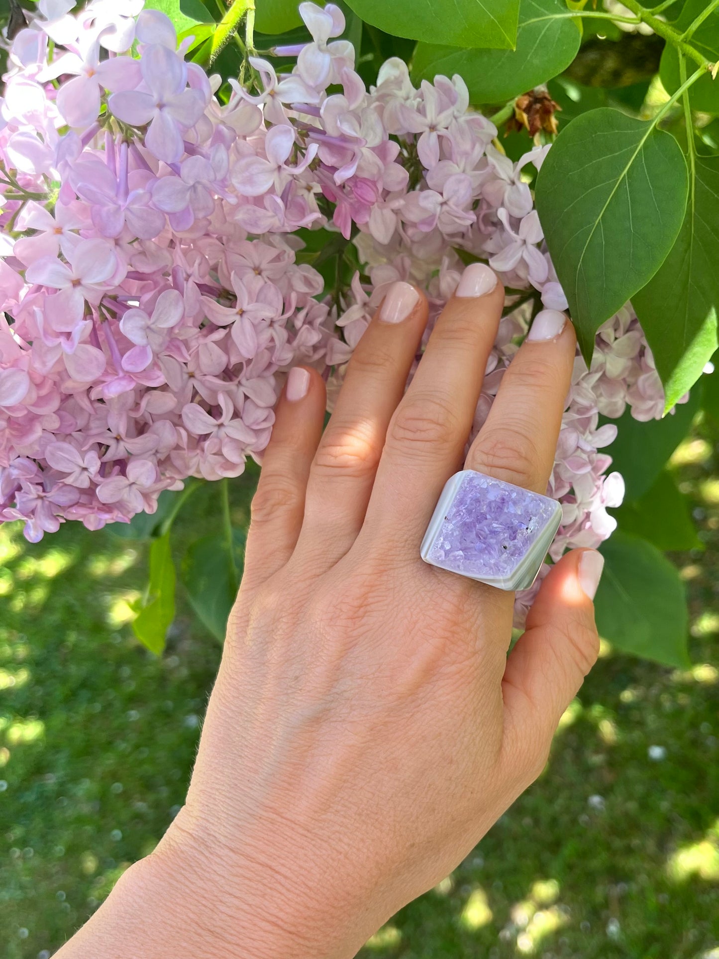 “The Druzy Embrace” Natural Amethyst Statement Ring