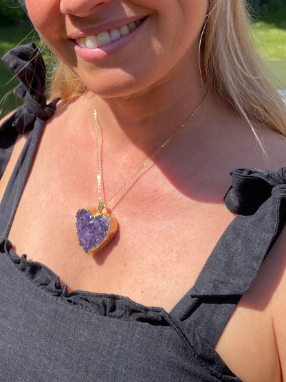 “The Amethyst Heart” Natural Druzy Pendant (chain not included)