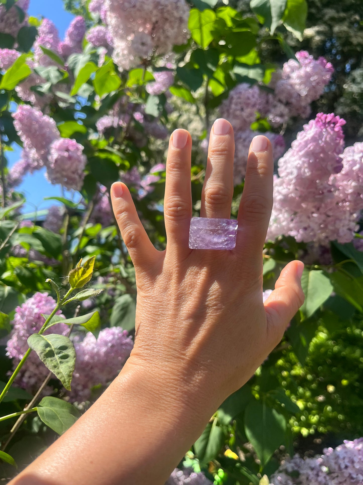 “The Violet Embrace” Smooth Amethyst Statement Ring