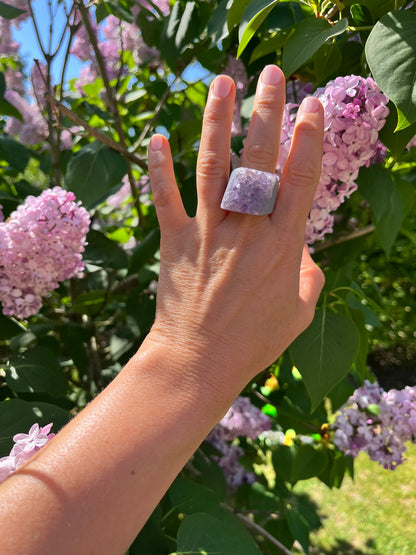 “The Druzy Embrace” Natural Amethyst Statement Ring