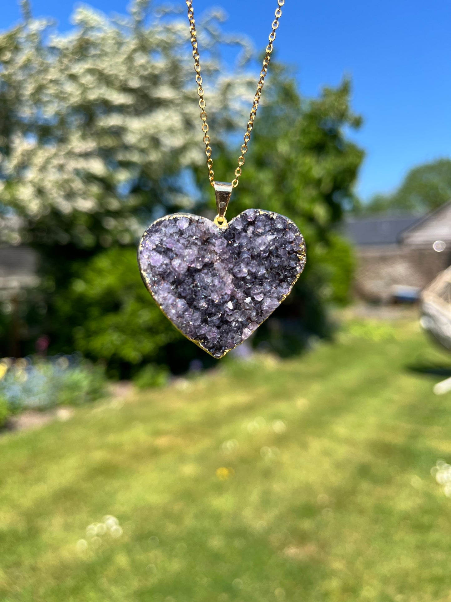 “The Amethyst Heart” Natural Druzy Pendant (chain not included)