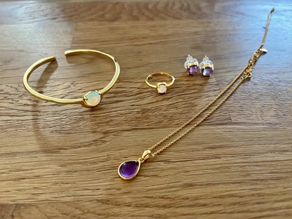 Amethyst Oversized Studs 18k Gold Plated