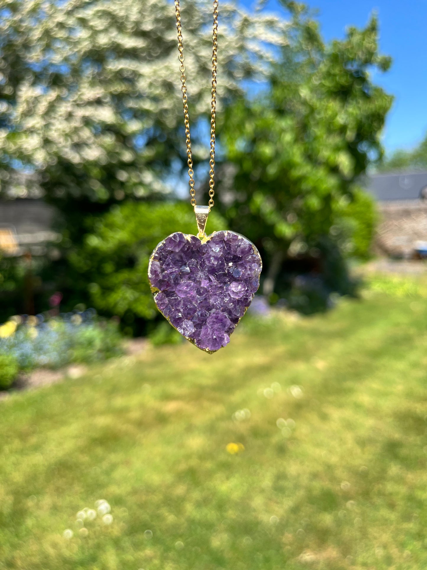 “The Amethyst Heart” Natural Druzy Pendant (chain not included)