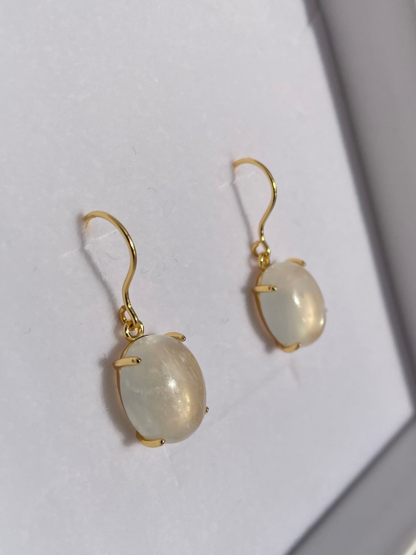 Rainbow Moonstone Pendant Earrings – Milky Glow Edition |18k Gold Plated Sterling Silver