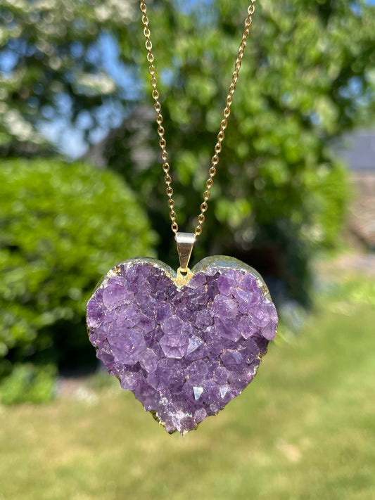 “The Amethyst Heart” Natural Druzy Pendant (chain not included)