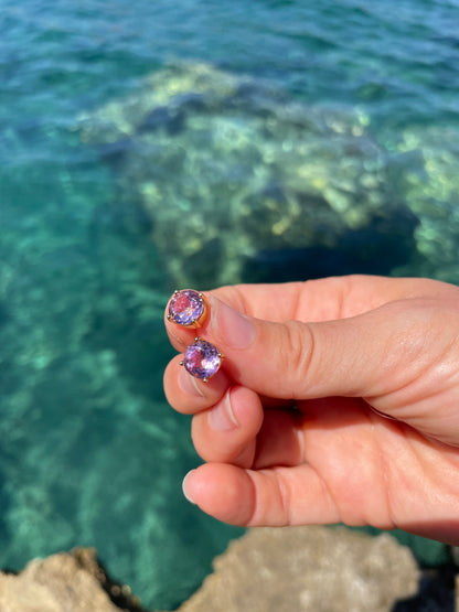 Amethyst Oversized Studs 18k Gold Plated