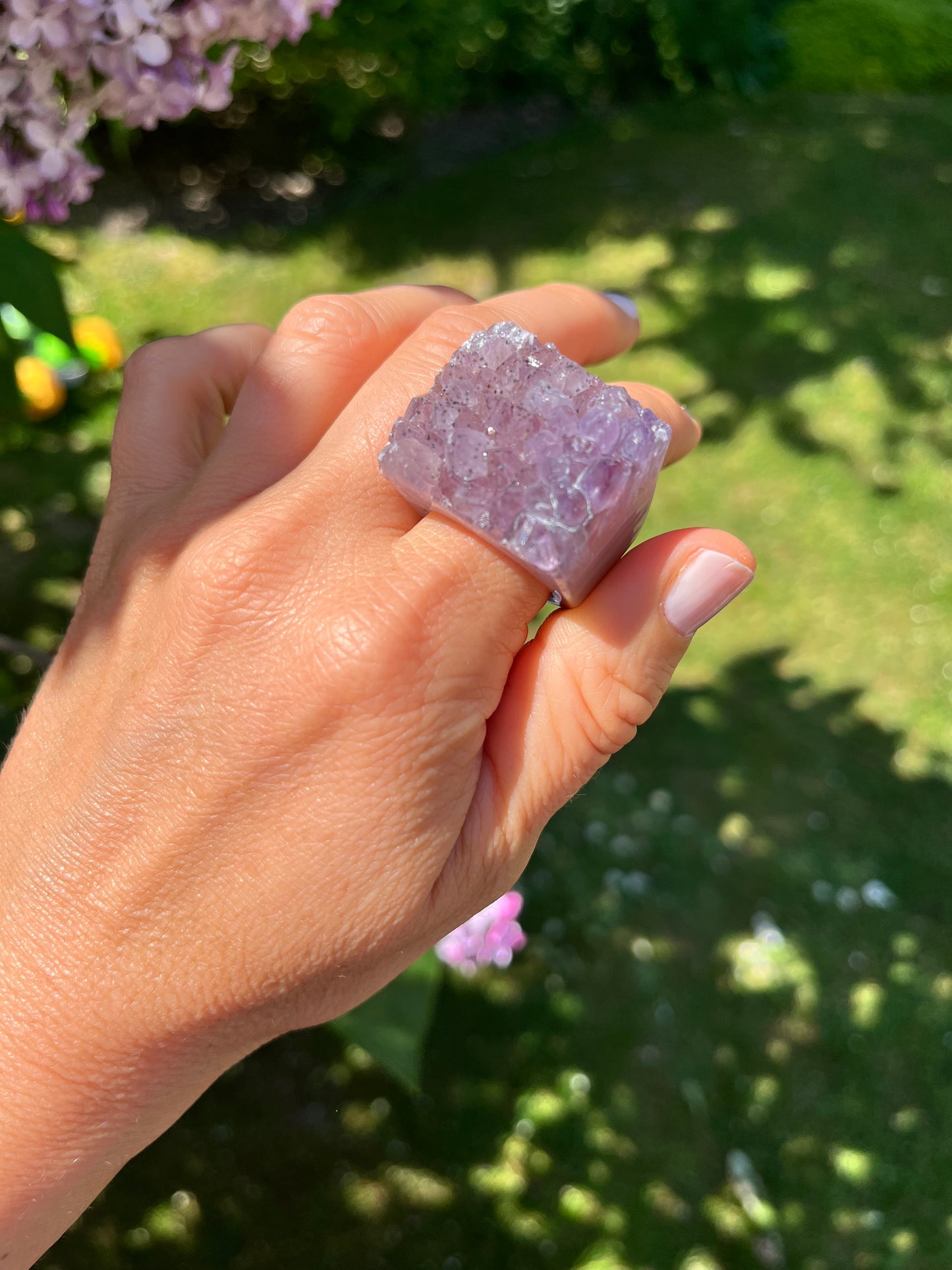 “The Druzy Embrace” Natural Amethyst Statement Ring