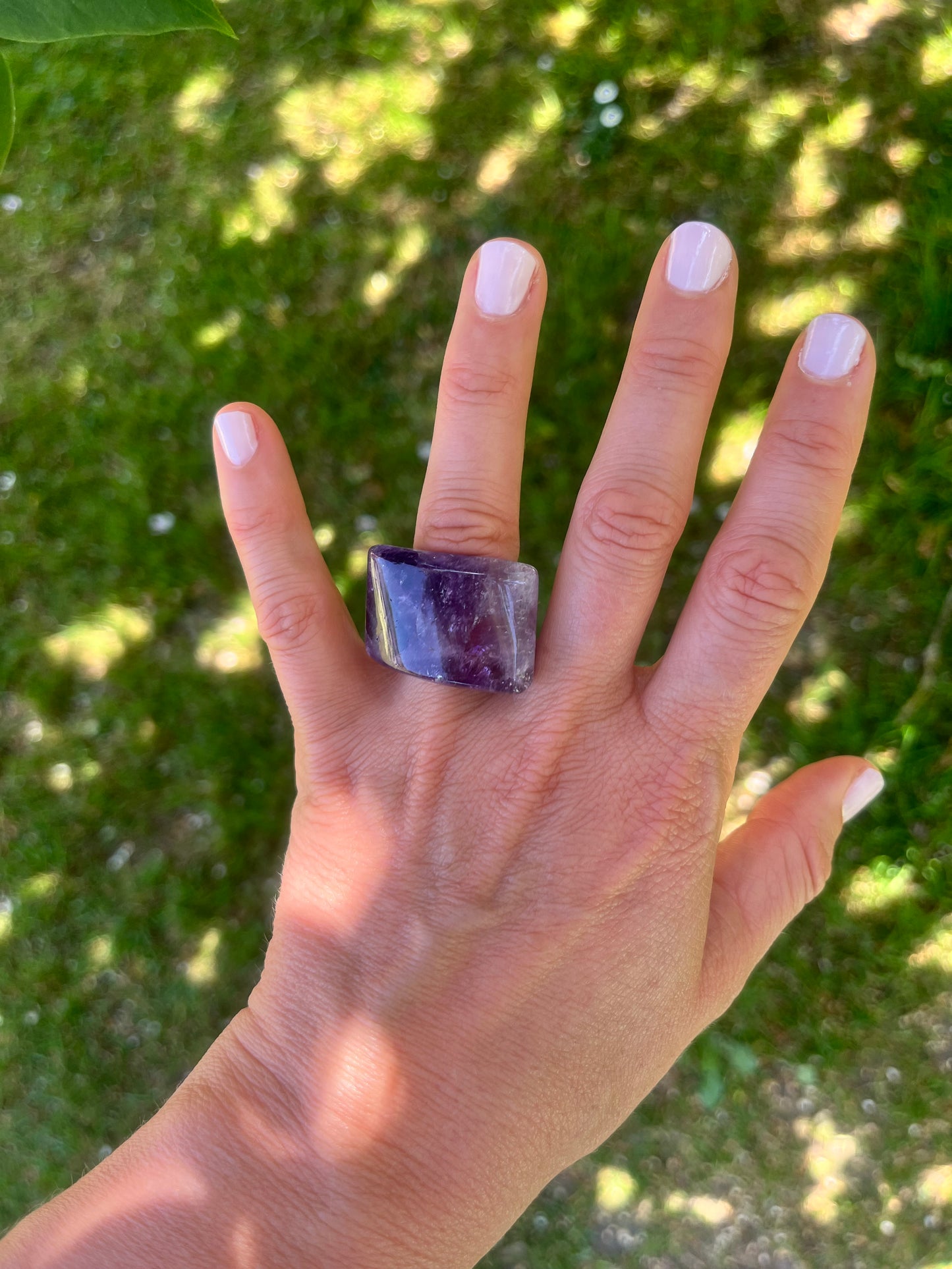 “The Violet Embrace” Smooth Amethyst Statement Ring