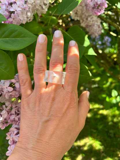 “The Crystal Embrace” Smooth Crystal Quartz Statement Ring