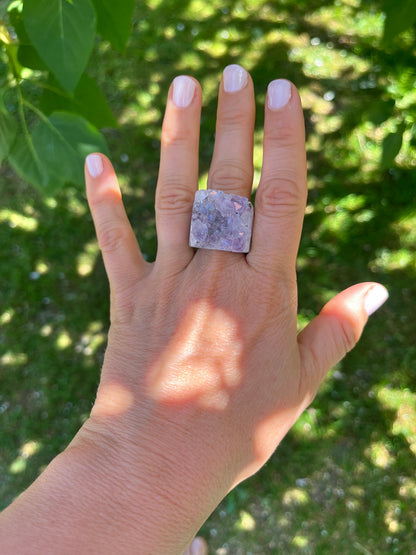 “The Druzy Embrace” Natural Amethyst Statement Ring
