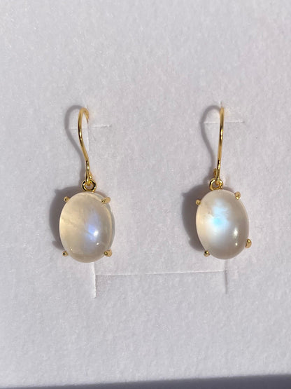 Rainbow Moonstone Pendant Earrings – Milky Glow Edition |18k Gold Plated Sterling Silver