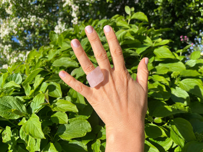 “The Rose Embrace” Smooth Rose Quartz Statement Ring