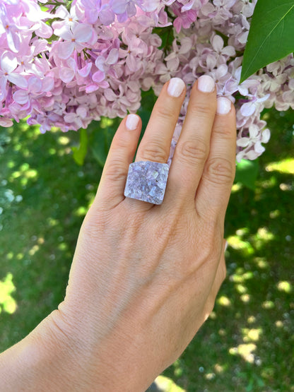“The Druzy Embrace” Natural Amethyst Statement Ring