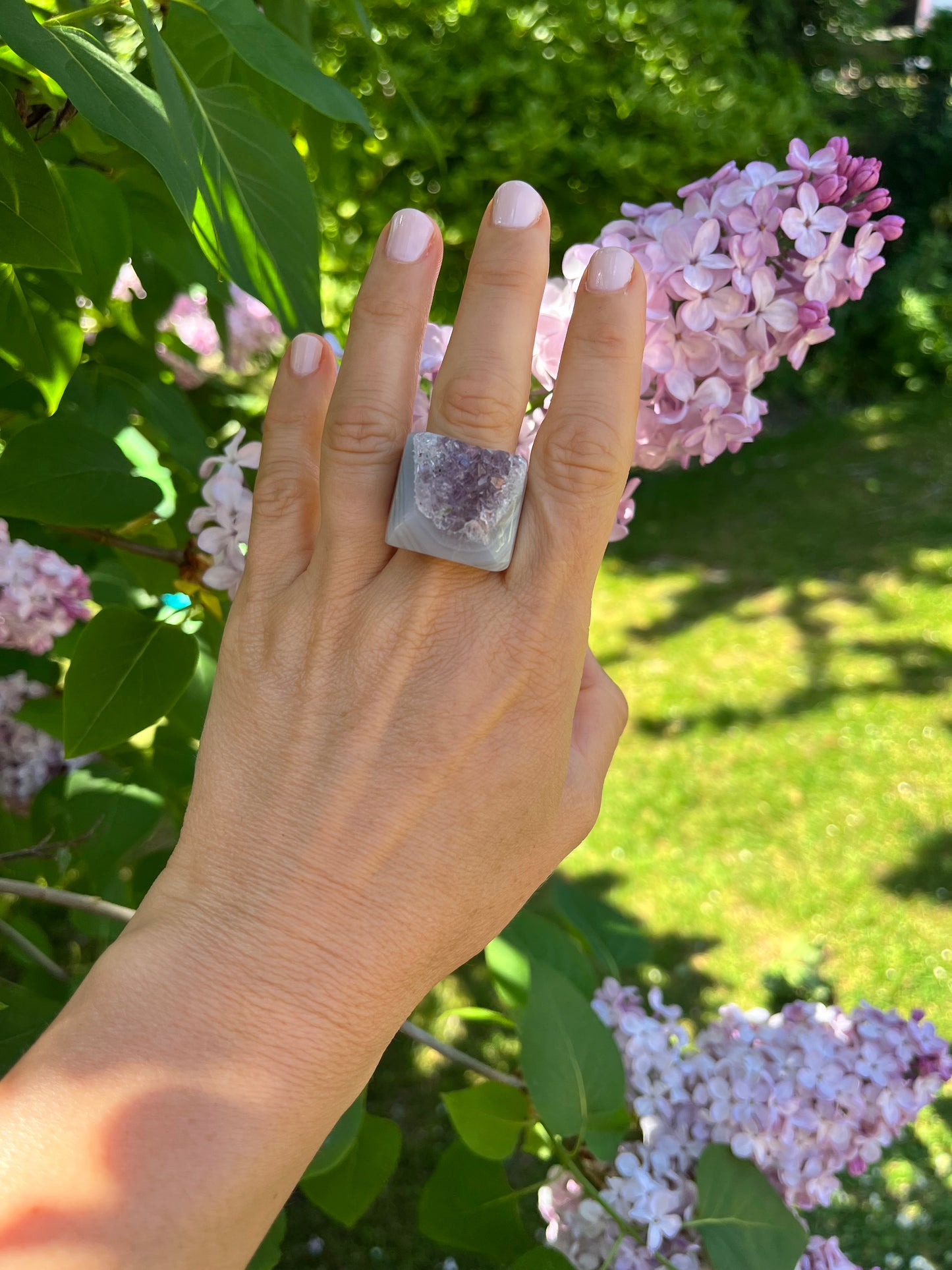 “The Druzy Embrace” Natural Amethyst Statement Ring