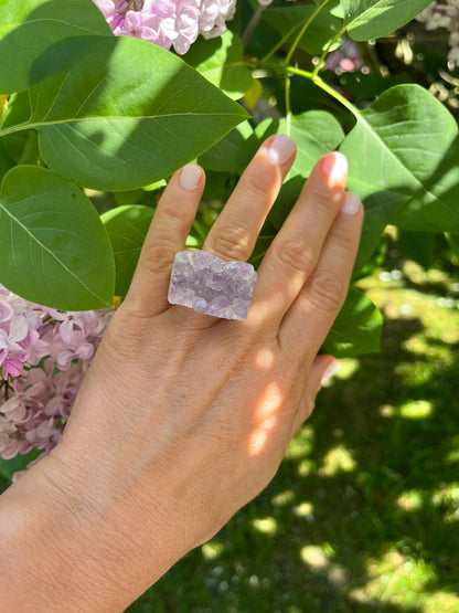 “The Druzy Embrace” Natural Amethyst Statement Ring