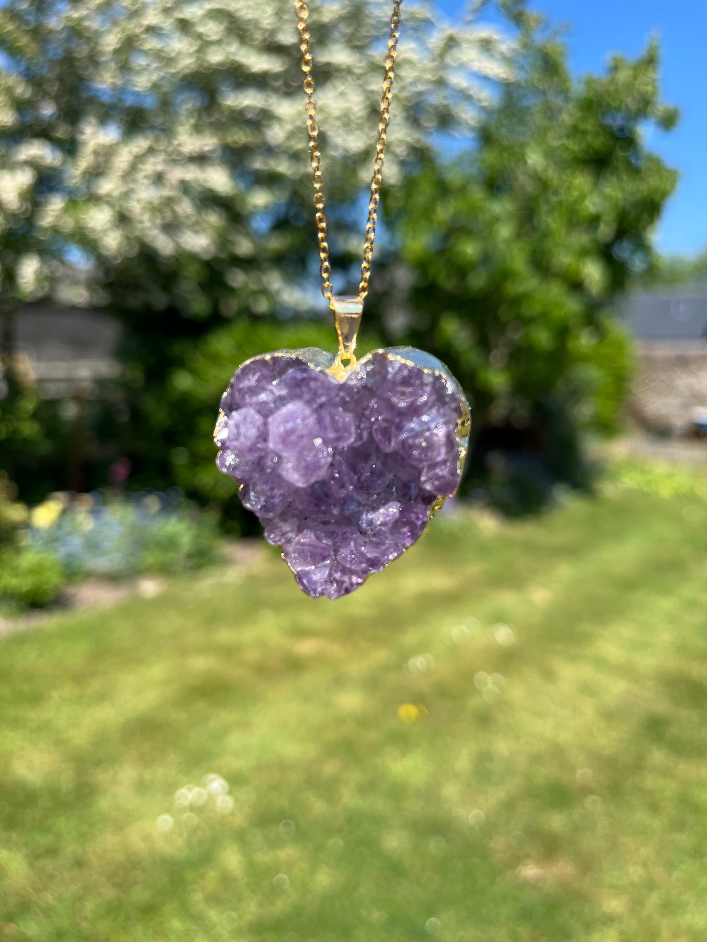 “The Amethyst Heart” Natural Druzy Pendant (chain not included)